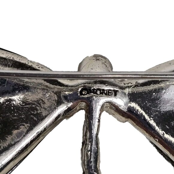 Vintage Monet Dragonfly Brooch Pin Silver Tone with Abalone Marcasite Rhinestone - Picture 4 of 7